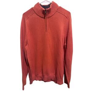 Lands' End Men's Quarter Zip Drifter Ribbed Pullover Sweater Spiced Apricot Sz L